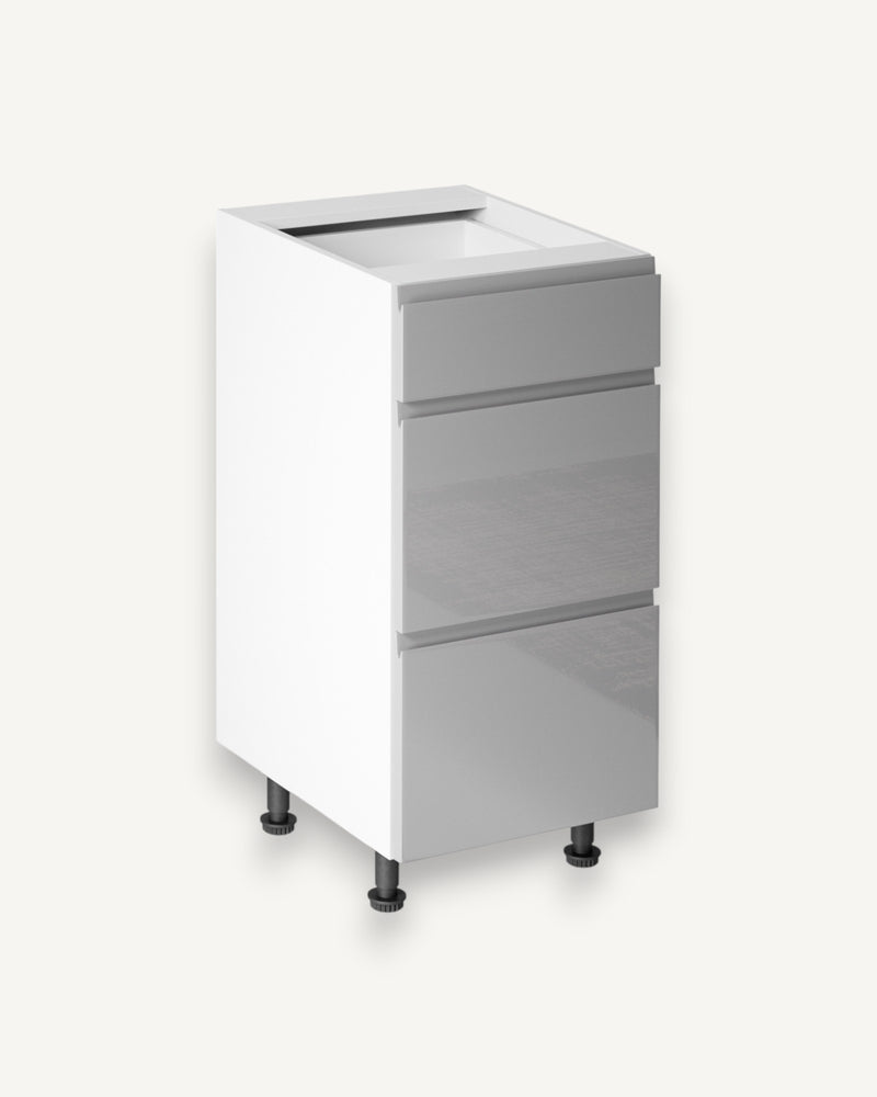 Unterschrank 40 cm – Velmora D40S3 Grau / Hochglanz