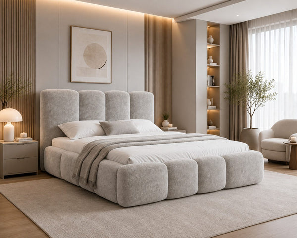 Polsterbett – Bett 26 – Amari – Bett mit Bettkasten und gepolstertem Kopfteil