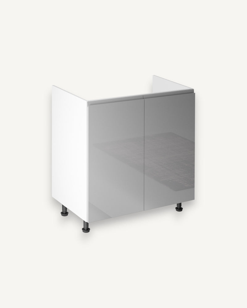 Spülenschrank 80 cm – Velmora D80Z Grau/Hochglanz