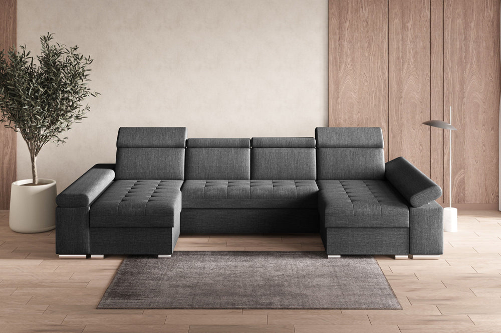 Ecksofa – Toronto U – Schlafsofa in U-Form mit Bettkasten & verstellbaren Kopfstützen