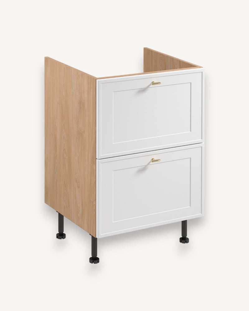 Spülenunterschrank D60IN AX – Sorento Sonoma Eiche Weiß – Elegantes und organisiertes Design für Ihre Küche.