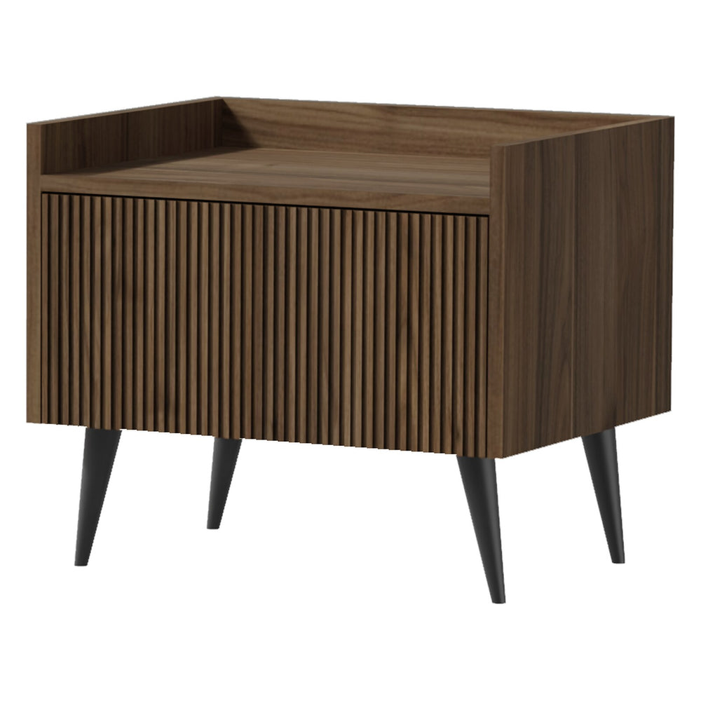 Ademo Nachttisch 52 cm mit Klappe – Walnuss