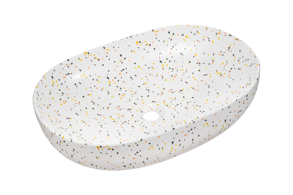 Aufsatzwaschbecken 60 × 41,5 cm – Terrazzo matt, oval