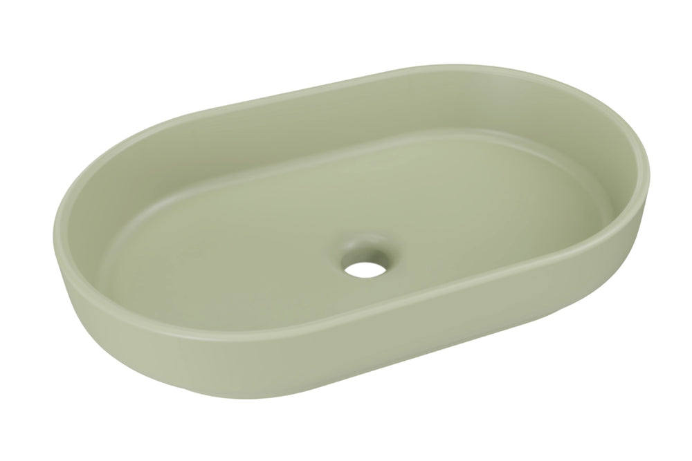 Aufsatzwaschbecken Riva II 55 × 35 cm – Grün, matt, oval – Olivgrün