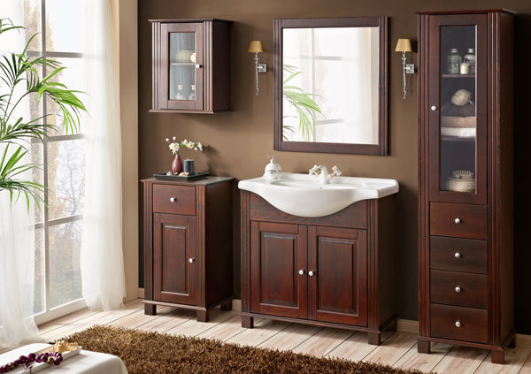 Badezimmer-Hochschrank Retrano Braun 45 × 180 × 36 cm mit 1 Tür und 4 Schubladen