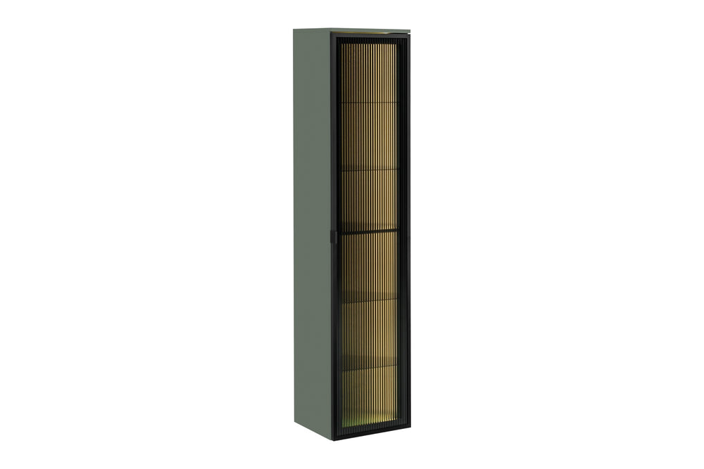 Badezimmer-Hochschrank Sombrela Glas 40 × 172 × 35 cm mit 1 Tür, mit LED-Beleuchtung