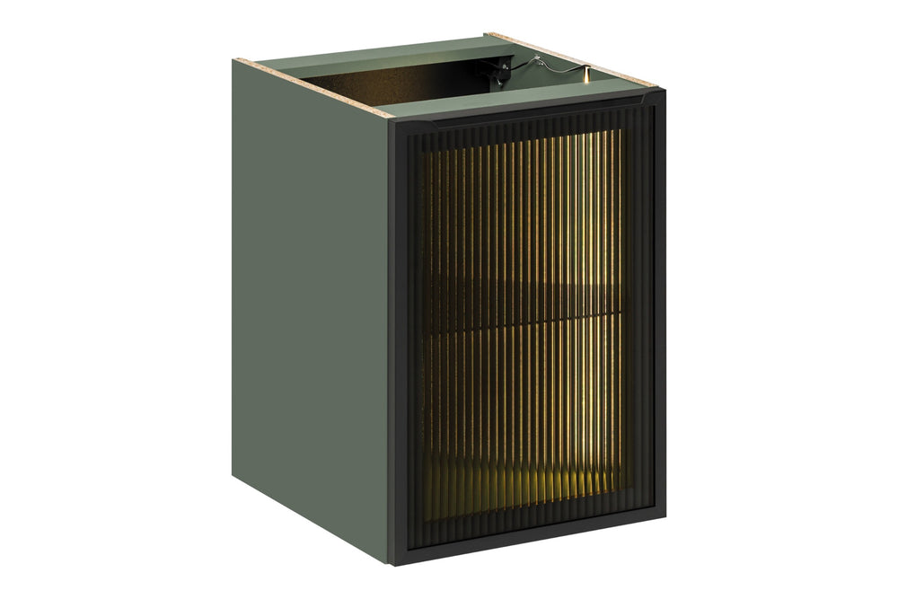 Badezimmer-Unterschrank Sombrela Glas 40 × 57 × 46 cm mit 1 Tür, mit LED-Beleuchtung