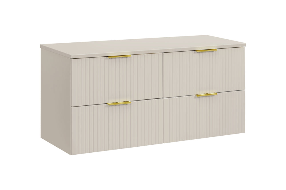 Badmöbel-Set Ardena Kaschmir 120 cm – Waschtischplatte + 2 × Waschbeckenunterschrank