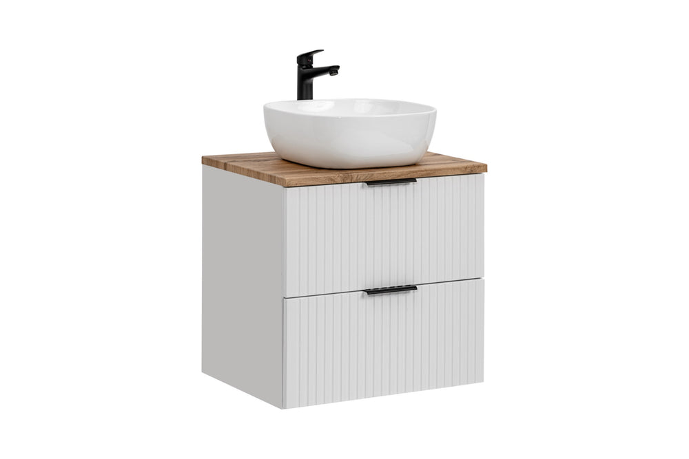 Badmöbel-Set Ardena Weiß 60 cm – Waschtischplatte + Waschbeckenunterschrank + Waschbecken