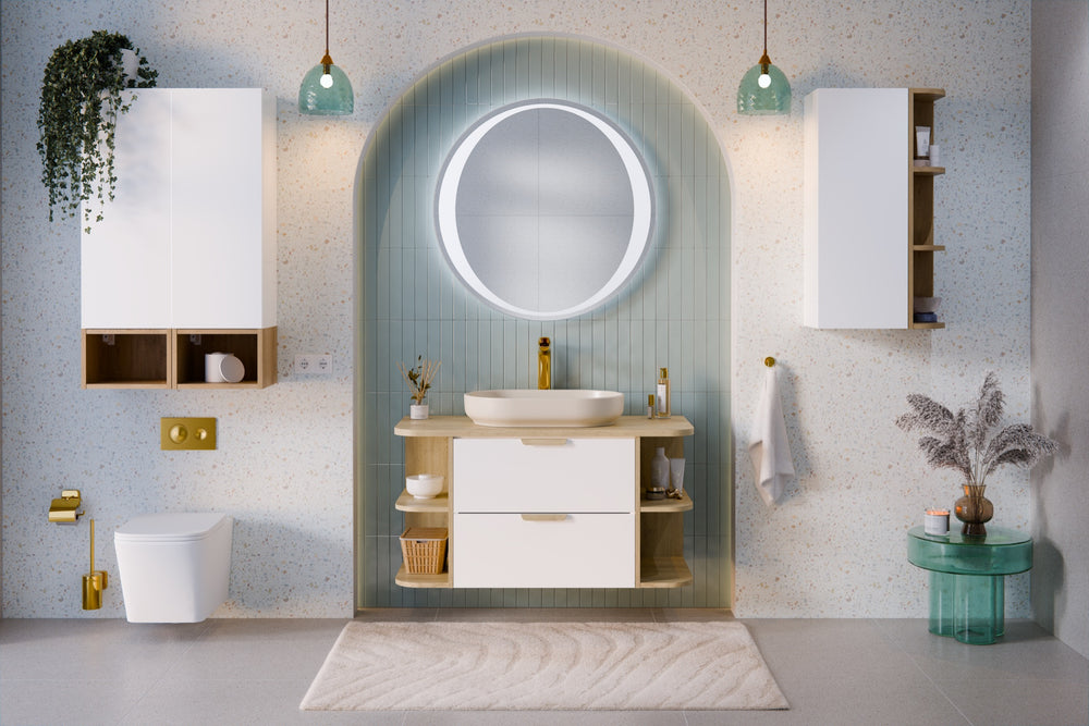 Badmöbel-Set Asteya Weiß 30 cm – Regal + Hochschrank