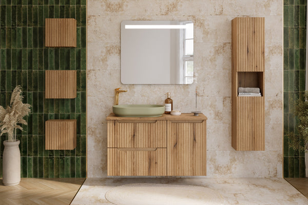 Badmöbel-Set Novira Coast Evoke Eiche 50 cm – Waschtischplatte + Waschbecken + Waschbeckenunterschrank
