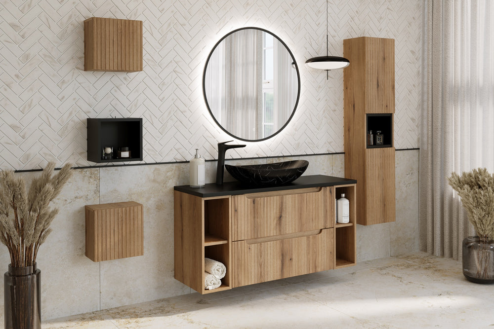 Badmöbel-Set Novira Coast Evoke Eiche 60 cm – Waschtischplatte + Waschbeckenunterschrank