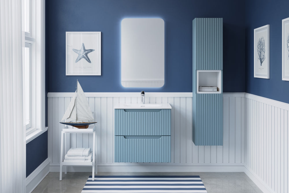 Badmöbel-Set Novira Denimblau 60 cm – Waschbecken + Waschbeckenunterschrank