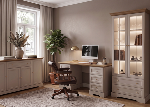 Castello Arbeitszimmer-Set 3-teilig im Landhausstil – Kaschmir / Mavelie Eiche