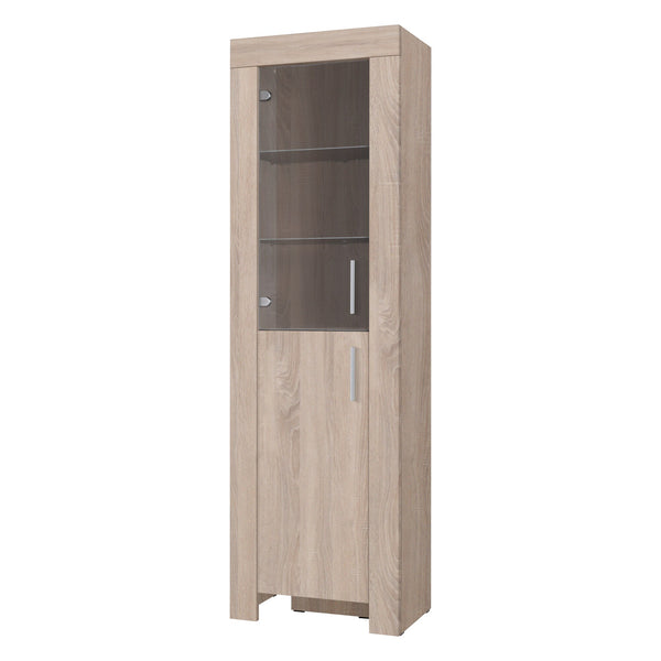 Cezar Vitrine schmal 60 cm mit Glastür, Anschlag links – Sonoma Eiche