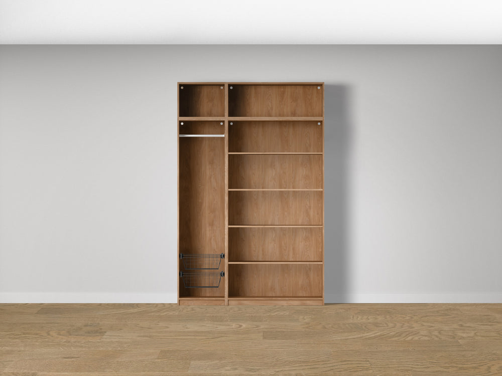 Combo Kleiderschrank-Set 17 – Korpus S2D + Korpus S1D mit Kleiderstange und 2 Drahtkörben