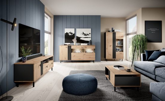 Wohnzimmer-Set – Stilvolles Ambiente / für harmonische Gestaltung, (Komplett Set, 4-St., Dalli), Hochwertige Möbel – Stilvolle Wohnwand.
