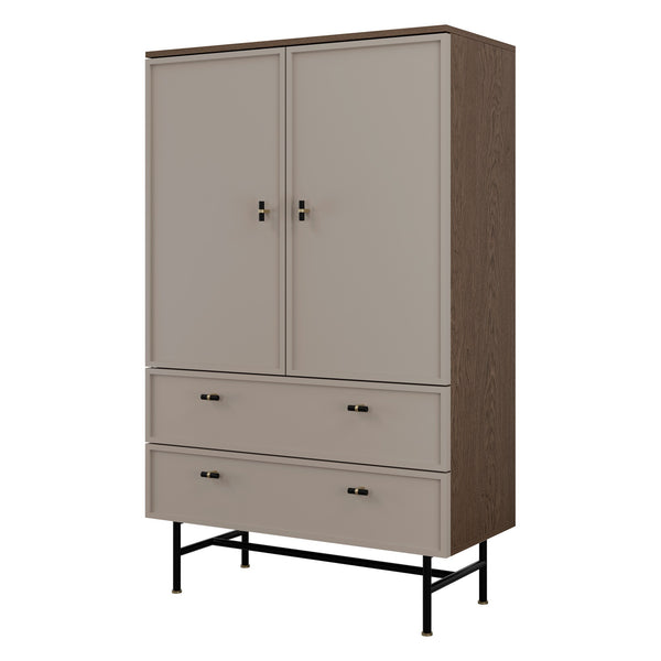 Elora Highboard 90 cm mit 2 Türen und 2 Schubladen – Baltic Storm / Toffee