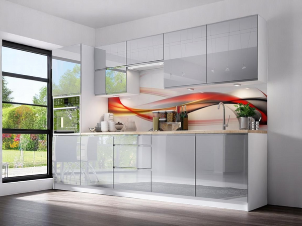 Küchenzeile Velmora Grau Hochglanz – 300 cm – K56-G300
