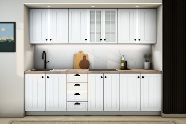 Küchenzeile Provence Andersen Kiefer – 260 cm – mit Glashängeschrank – K4-G260