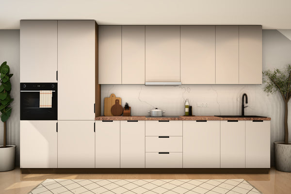 Küchenzeile Sorento Beige – 400 cm – mit 2 Hochschränken – K73-G400 L