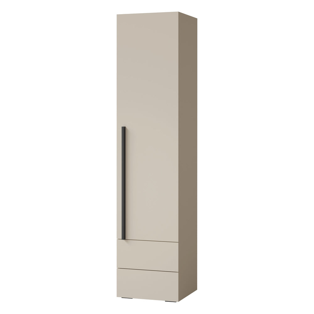Lorin Hochschrank schmal 45 cm mit 1 Tür und 2 Schubladen – Kaschmir