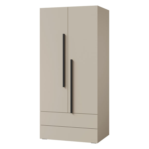 Lorin Kleiderschrank 90 cm mit 2 Türen und 2 Schubladen – Kaschmir