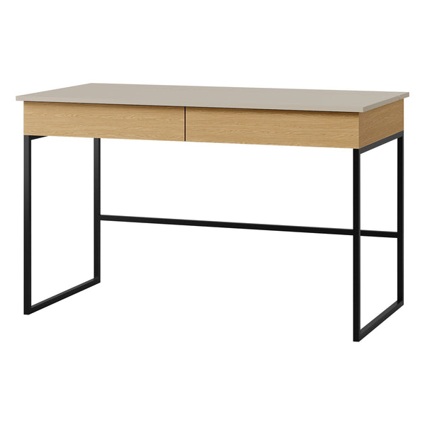 Lorin Schreibtisch 125 cm mit 2 Schubladen – Kaschmir / Frühlingseiche