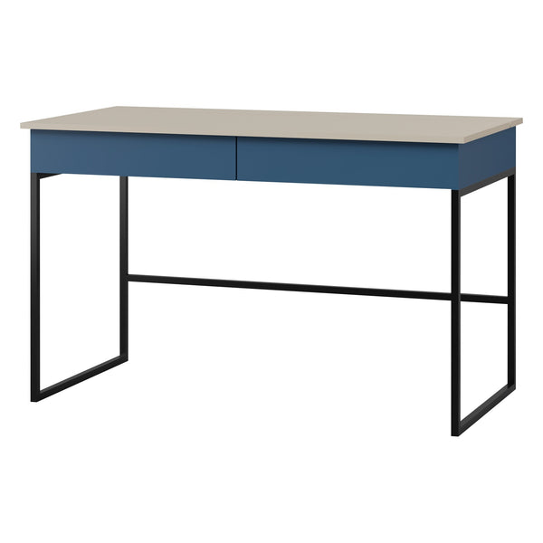 Lorin Schreibtisch 125 cm mit 2 Schubladen – Kaschmir / Meeresblau