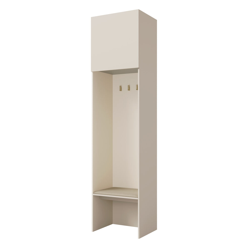 Soreno Garderobenregal 58 cm mit Sitzbank und Oberfach mit Tür – Macadamia