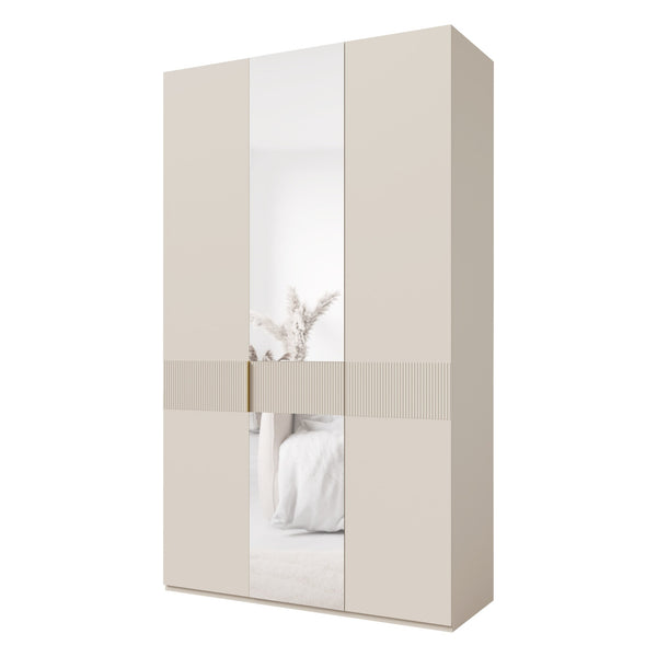 Soreno Kleiderschrank 135 cm mit 3 Türen und 3 Innenschubladen – Macadamia