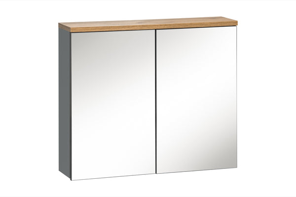 Spiegelschrank Balvina Grau 80 × 70 × 20 cm mit 2 Türen