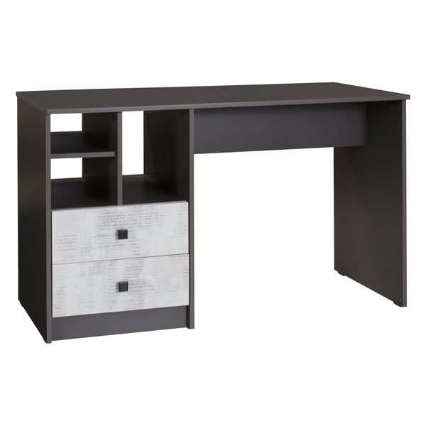 Tommy Schreibtisch 130 cm mit 2 Schubladen – Graphit / Enigma