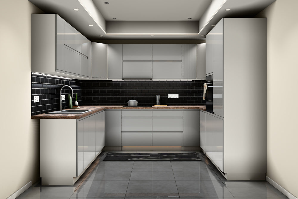 U-Küche Velmora Grau Hochglanz & Weiß – 300 × 260 × 240 cm – KÜ-VELM-021