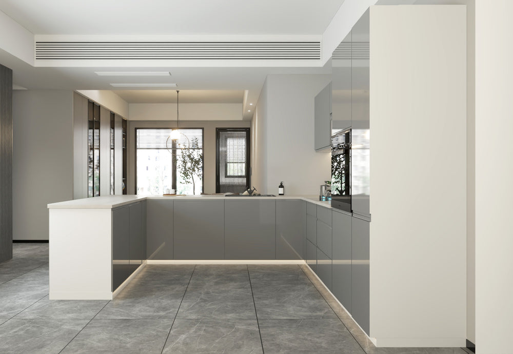 U-Küche Velmora Grau Hochglanz – 310 × 289 × 210 cm – KÜ-AS-013