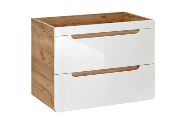 Waschbeckenunterschrank Amaris Weiß Hochglanz 80 × 59 × 46 cm mit 2 Schubladen