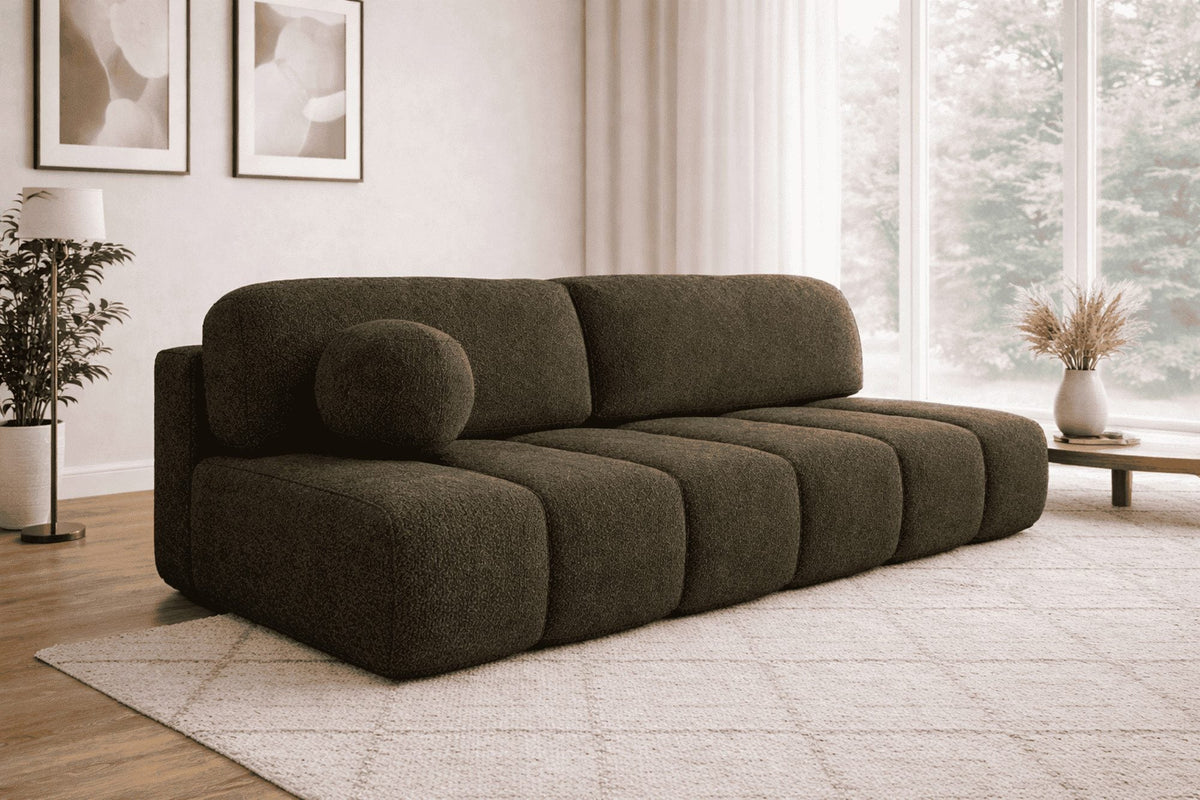 Schlafsofa Stanley mit Bezug Arena in Dunkelgrün und Bettkasten