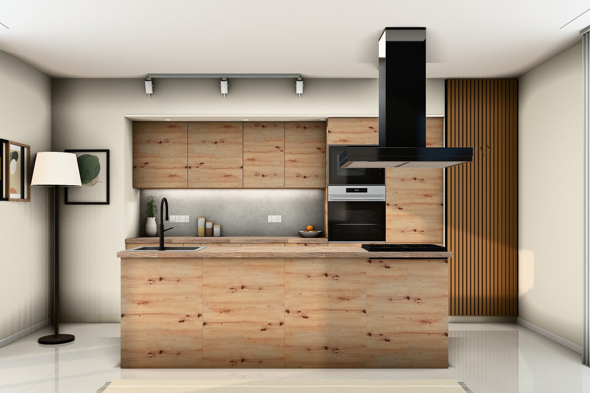 Projektküchen bei ROYAL24: Inselküche Nexa Woodline und Artisan-Eiche mit 330 cm Zeile und 240 cm Insel