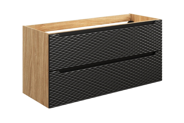 Schwarze Badmöbel: Waschbeckenunterschrank Oceana 120 cm mit zwei Schubladen in Schwarz matt