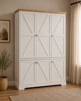 Bellmont Geräumiger 6-türiger Kleiderschrank im eleganten Landhausstil – Opalweiß / Cremona Eiche