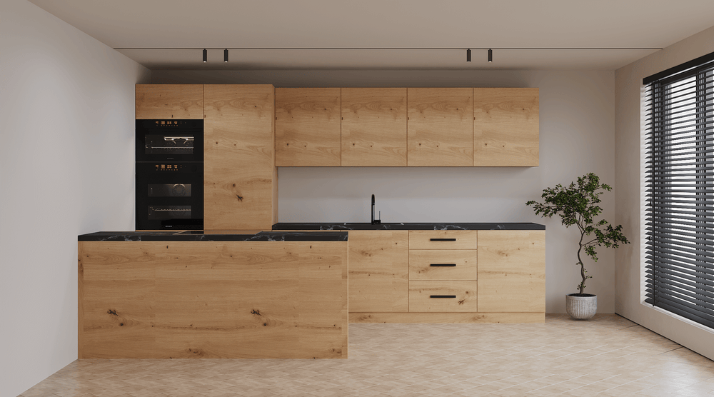Küchenzeile K104-G360 – Nexa Woodline – Moderne Optik mit durchdachter Funktion