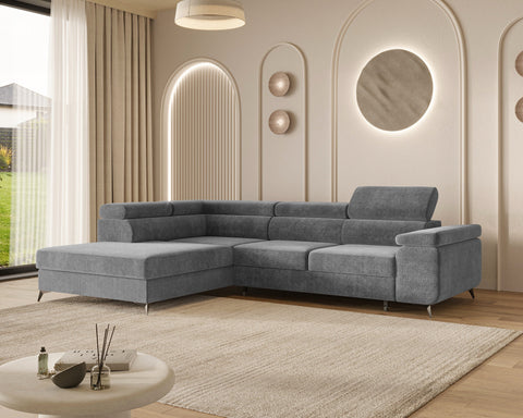 Ecksofa Ostin – Elefantengrau – Ottomane links