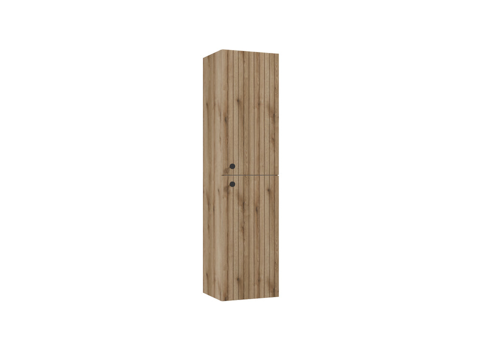 Hochschrank RIETTI C35 – Badezimmer – Weiß Hochglanz / Eiche