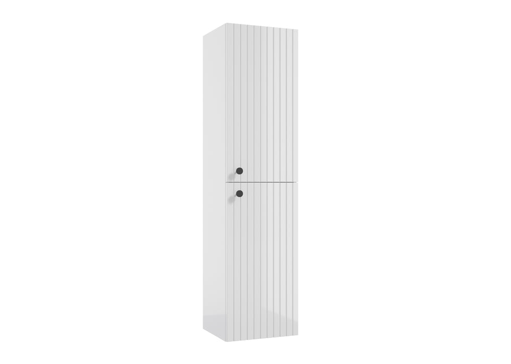 Hochschrank RIETTI C35 – Badezimmer – Weiß Hochglanz / Eiche