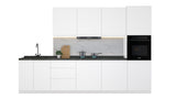Velmora Küchenzeile KÜ-AS-009 – 320 cm – Weiß Hochglanz – Küchenblock für moderne Wohnräume