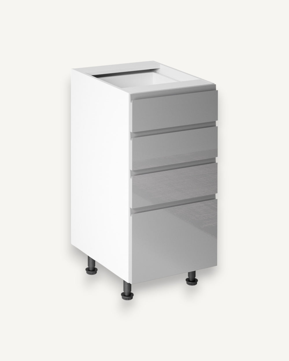 Unterschrank 40 cm – Velmora D40S4 Grau/Hochglanz