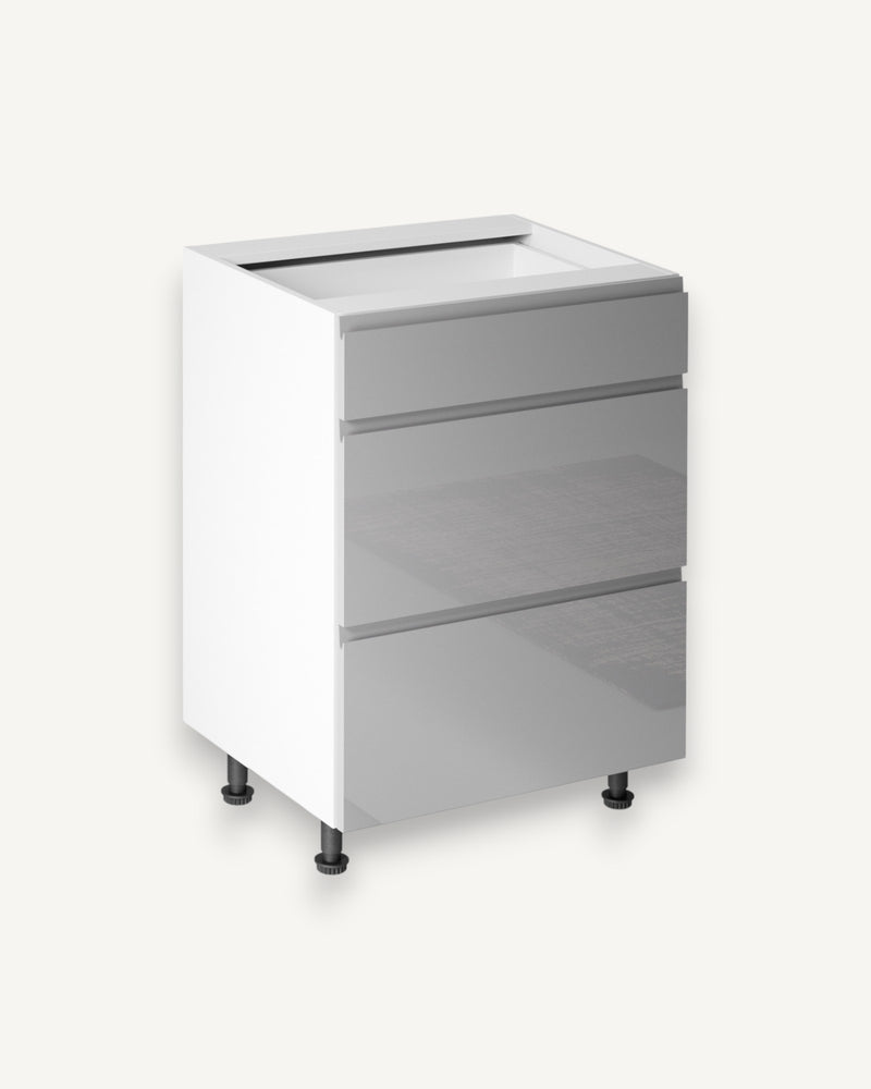Unterschrank 60 cm – Velmora D60S3 Grau/Hochglanz