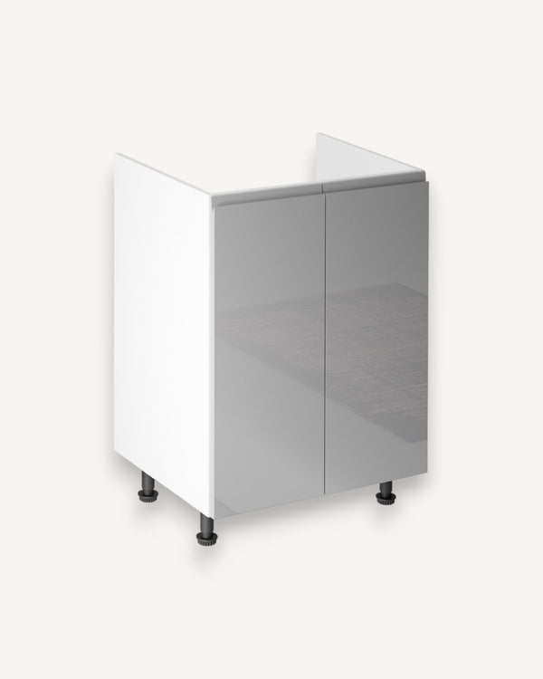 Spülenschrank 60 cm - Aspen D60Z Grau / Hochglanz - ROYAL24_MARKT