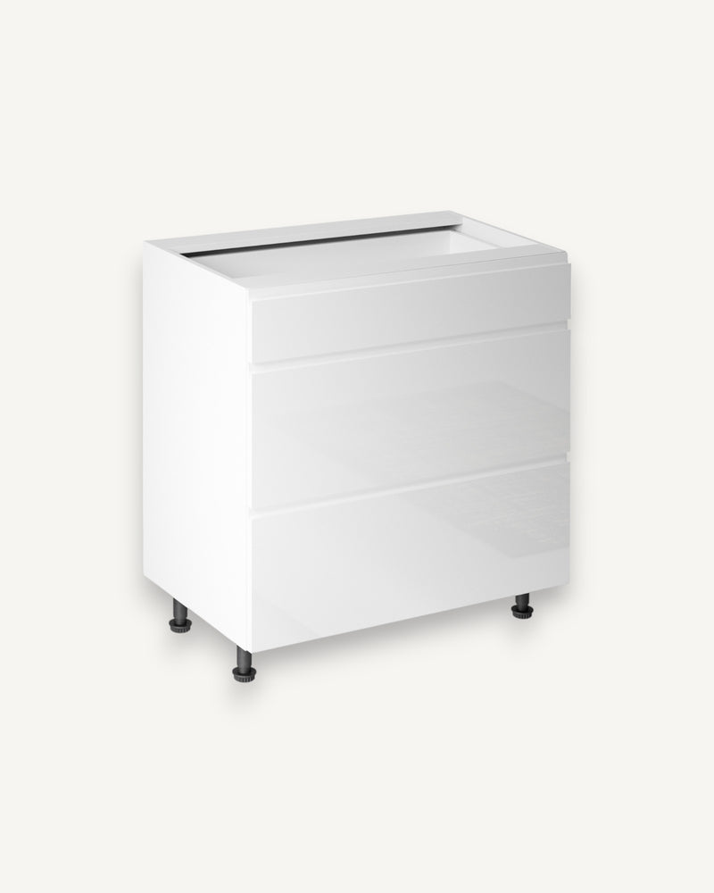Unterschrank 80 cm – Velmora D80S3 – Weiß / Hochglanz