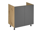 Nexa Küchenmöbel-Set – Modernes griff­loses Design mit Push-to-Open System in Woodline / Schwarz Metallic